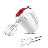 Girmi SB02 Sbattitore Elettrico, 170W, Sbattitori Inox per montare panna ed albumi, Funzione Turbo, Ganci Inox per impasti dolci e salati, 5 Velocità, Bianco/Rosso